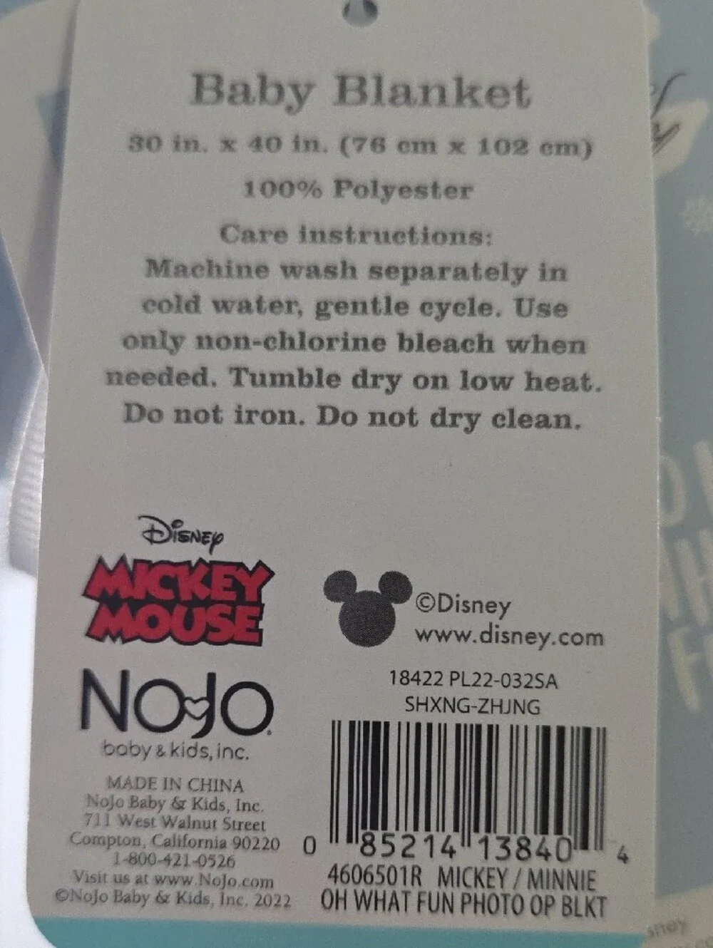 Disney Baby Plush Light Blue Mickey Mouse Blanket
